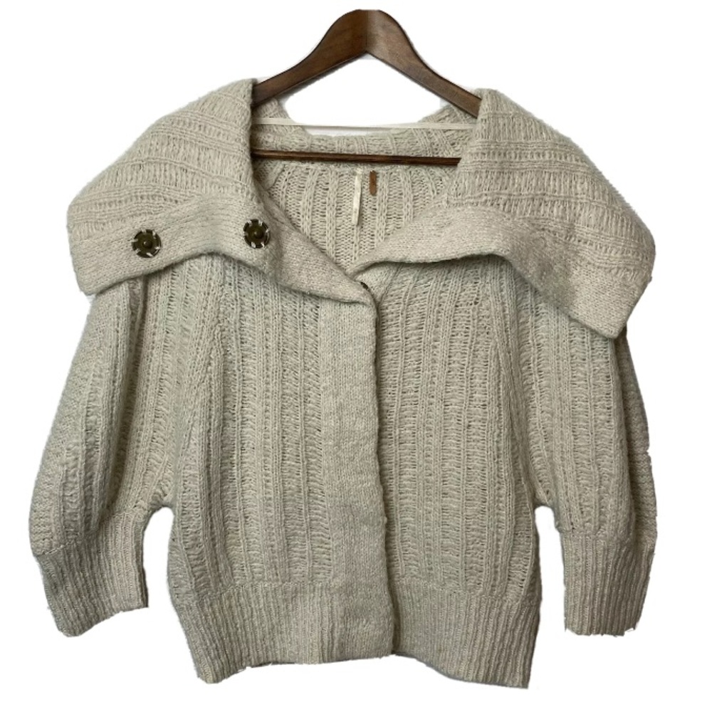 Women's Cream Sweater with Button Detail